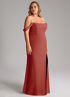 Azazie Saige Bridesmaid Dresses Terracotta A-Line Off the Shoulder Chiffon Convertible Dress image12