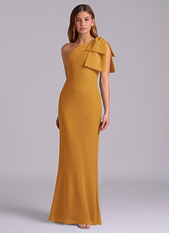 Azazie Yuanna Bridesmaid Dresses Butterscotch Mermaid One Shoulder Chiffon Dress image5