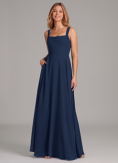 Azazie Shaude Bridesmaid Dresses Dark Navy A-Line Pleated Chiffon Dress image3