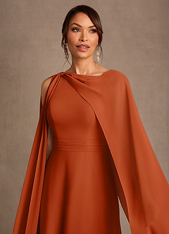 Azazie Liddie Abiti per la Madre della Sposa Abito A-Line in Chiffon Plissettato Arancia Bruciata image5
