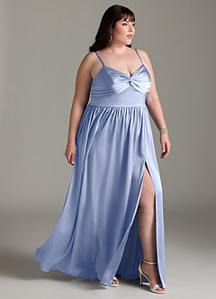 Azazie Zeya Bridesmaid Dresses Ice A-Line Pleated Stretch Satin Dress image12