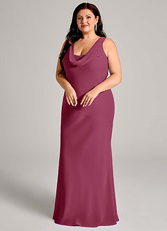 Azazie Rylina Bridesmaid Dresses Mulberry Mermaid Pleated Chiffon Dress image9