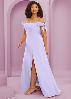 Barbie ♥ Azazie Brautjungfernkleider Wandelbar A-Linie Schulterfrei Chiffon Kleid Flieder image13