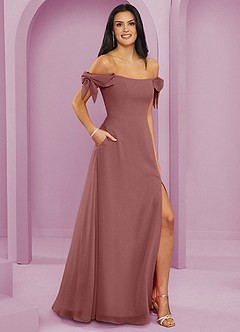 Barbie ♥ Azazie Vestidos de damas de honor Vestido de Rosa Del Desierto de Gasa de Corte en A Convertible con Vestidos sin tirantes image11