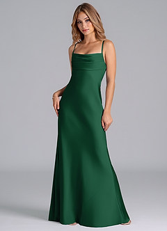 Azazie Seema At-home Try On Dresses Burgundy Mermaid Corset Stretch Satin Dress image3