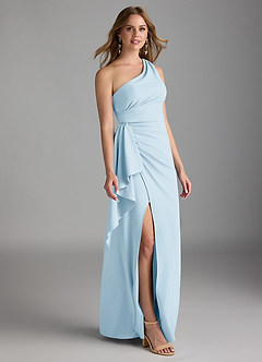 Azazie Maive Venta Final Vestido de Black de Crepé elástico de Corte Recto con Volante image7