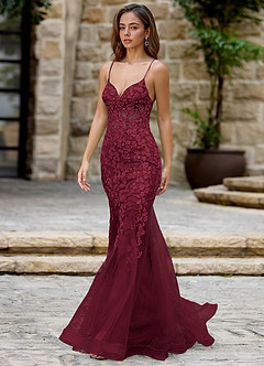 Dentelle Burgundy Mermaid Prom Dress image4