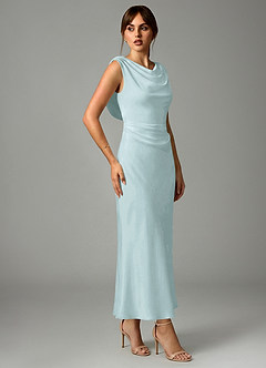 Azazie Kieryn Robes de demoiselle d'honneur Robe Sirène en Satin extensible Plissée Verre De Mer image4