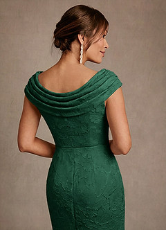 Azazie Irvine vestidos de madre de la novia Vestido de Verde Oscuro de Devorado Floral de Corte en A con Plisado image5