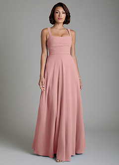 Azazie Azaria Bridesmaid Dresses Dusty Rose A-Line Corset Chiffon Dress image1