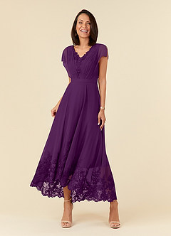 Azazie Palana Kleider für die Brautmutter A-Linie Spitze Chiffon Kleid Traube image1