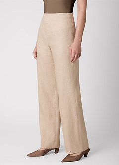 front 100% European Linen Wide-Leg Pants