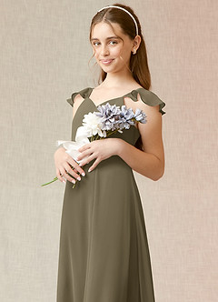 Azazie Everett Junior A-Linie Chiffon Kleid Weidengrün image6