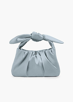 front Bijpassende kleur Metallic satijnen geknoopte handgreep handtas
