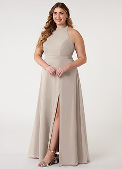 Azazie Clarice Abiti da Damigella Abito A-Line in Chiffon con Scollo Halter Gelo image11