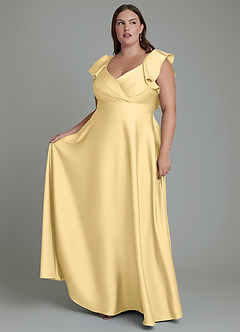 Azazie Leilani Bridesmaid Dresses Butter A-Line Ruched Stretch Satin Dress image10