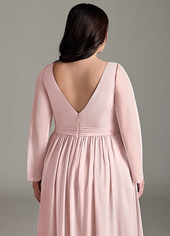 Azazie Teton Maternity Bridesmaid Dresses A-Line Long Sleeve Chiffon Floor-Length Dress image7