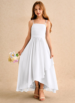 Azazie Twilight Dance Junior Formal Flower Girl Dresses White A-Line Pleated Chiffon Dress image4