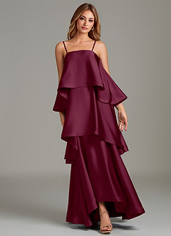 Azazie Azalea Bridesmaid Dresses Mulberry A-Line Ruched Stretch Satin Dress image6