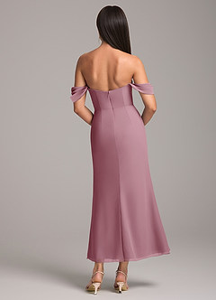 Azazie Saige Bridesmaid Dresses Vintage Mauve Sheath Off the Shoulder Chiffon Convertible Dress image5