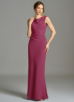 Azazie Kieryn Bridesmaid Dresses Mulberry Mermaid Pleated Chiffon Dress image4