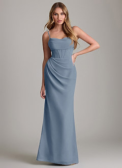 Azazie Mai Bridesmaid Dresses Twilight Sheath Pleated Chiffon Dress image1
