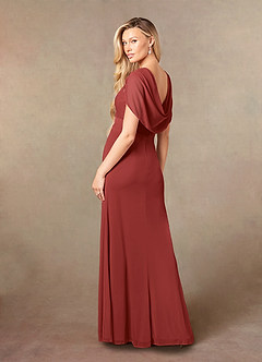 Azazie Luisa vestidos de madre de la novia Vestido de Óxido de Malla de Sirena con Cuello en V Plisado image6