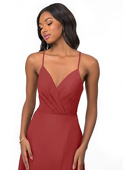 Azazie Everleigh Brautjungfernkleider A-Linie Herzchen Gefaltet Chiffon Kleid Rost image7