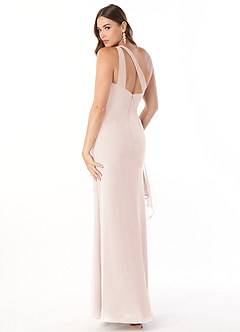 Azazie Maive Bridesmaid Dresses Rose Petal Sheath Pleated Ruffle Chiffon Dress image4