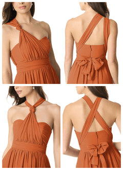 Azazie Olani Brautjungfernkleider Wandelbar A-Linie Schulterfrei Chiffon Kleid Kanel image7