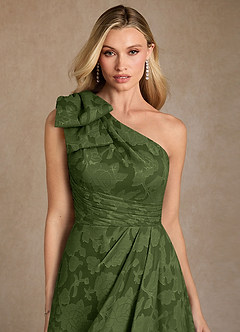 Azazie Easton Mother of the Bride Dresses Olive Ball-Gown One Shoulder Floral Burnout Dress image3