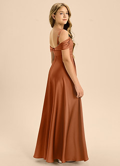 Azazie Rowena Junior Copper A-Line Bow Stretch Satin Dress image2