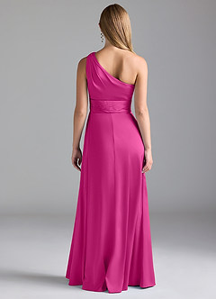 Azazie Dallas Robes de demoiselle d'honneur Robe Trapèze en Satin extensible Ue épaule Fuchsia image2