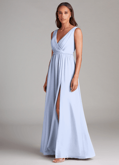 Azazie Tanicia Bridesmaid Dresses Ice A-Line Pleated Chiffon Dress image2