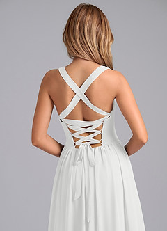 Azazie Francis Bridesmaid Dresses White A-Line Corset Chiffon Dress image7