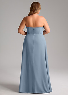 Azazie Wren Vestidos de damas de honor Vestido de Azul Polvoriento de Gasa de Corte en A Convertible con Corte Lateral image15