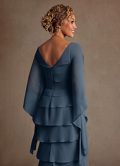 Azazie Arabinda Mother of the Bride Dresses Neptune Sheath Ruched Chiffon Dress image6