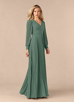 Azazie Zina Mother of the Bride Dresses Eucalyptus A-Line Pleated Chiffon Dress image2