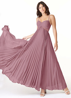 Azazie Devyn Robes de demoiselle d'honneur Robe Trapèze en Mousseline de soie Corset Mauve Vintage image1