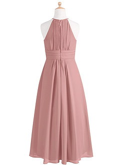 Azazie Bonnie Junior Dusty Rose A-Line Pleated Chiffon Dress image6
