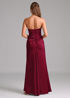 Azazie Lucille Robes de demoiselle d'honneur Robe Sirène Convertible en Satin extensible Sans bretelle Bourgogne image2