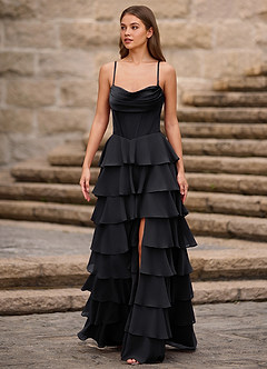 Rhythm Schwarz A-Linien-Ballkleid mit Rüschen image5