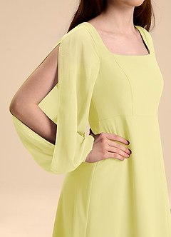 Azazie Bondi Junior Abito A-Line in Chiffon Blusa Sorbetto Al Limone image8