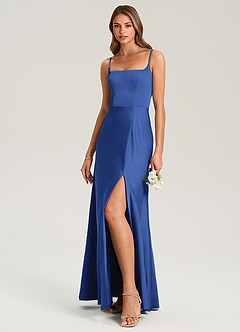 Azazie Lidia Brautjungfernkleider Meerjungfrau-Linie Seitliche Cut-Outs Stretch-Satin Kleid Königsblau image3