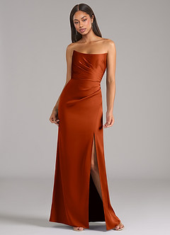 Azazie Marla Bridesmaid Dresses Paprika Sheath Strapless Stretch Satin Convertible Dress image4