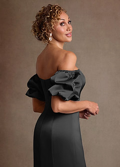 Azazie Redding Klänningar till brudens mor Klä Tubklänning i Stretch Satin Rynkad Svart image7