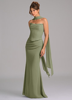 Azazie Sorrel Brautjungfernkleider Meerjungfrau-Linie Korsett Chiffon Kleid Pistazie image5