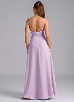 Azazie Sarella Bridesmaid Dresses Frosted Lilac A-Line with Pockets Chiffon Dress image2