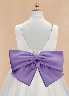 Azazie Seline Flower Girl Dresses Ivory Tahiti A-Line Bow Tulle Dress image9