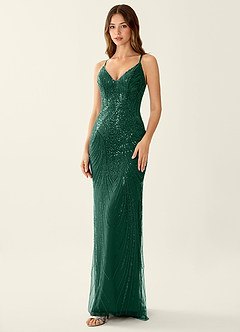 Magnolia Verde Vestido de fiesta con bordado de lentejuelas y corte sirena image4